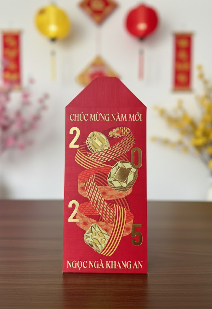 Bao lì xì ép kim dập nổi cao cấp - Binroú